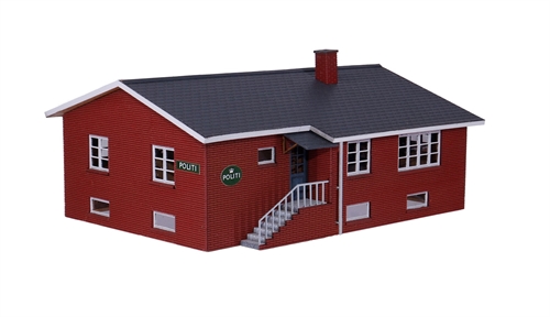 Hobbytrade 87288 Polizeihaus Ländliche Polizistenvilla aus rotem Backstein, H0
